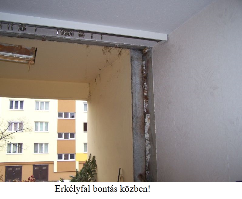 Panel erkélyfal bontás közben
